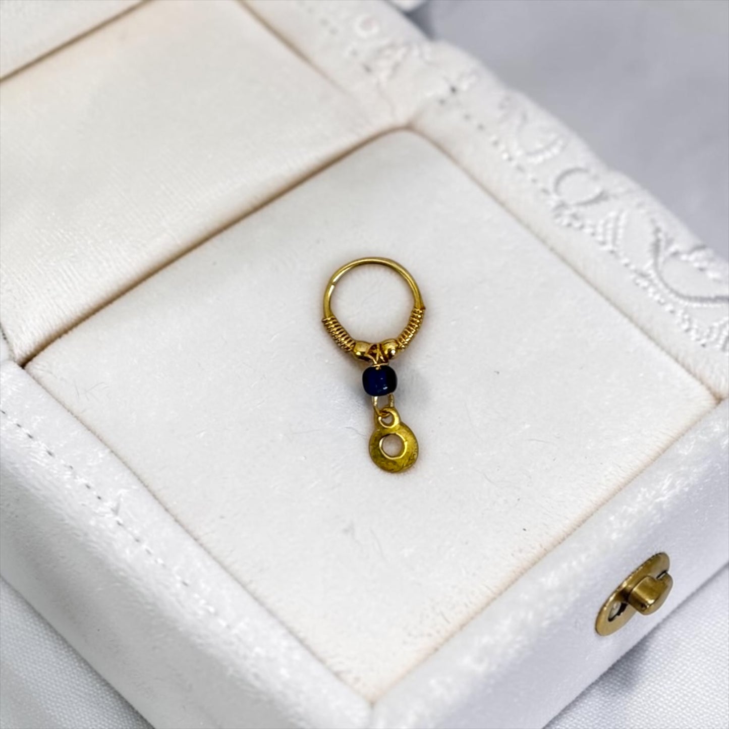 Royal Gold-Finish Latkan Nath / Nose Ring (SPC-677) | Elegant Hanging Drop Nathiya for Radha Rani, Durga Mata, Lakshmi Ji & All Deities
