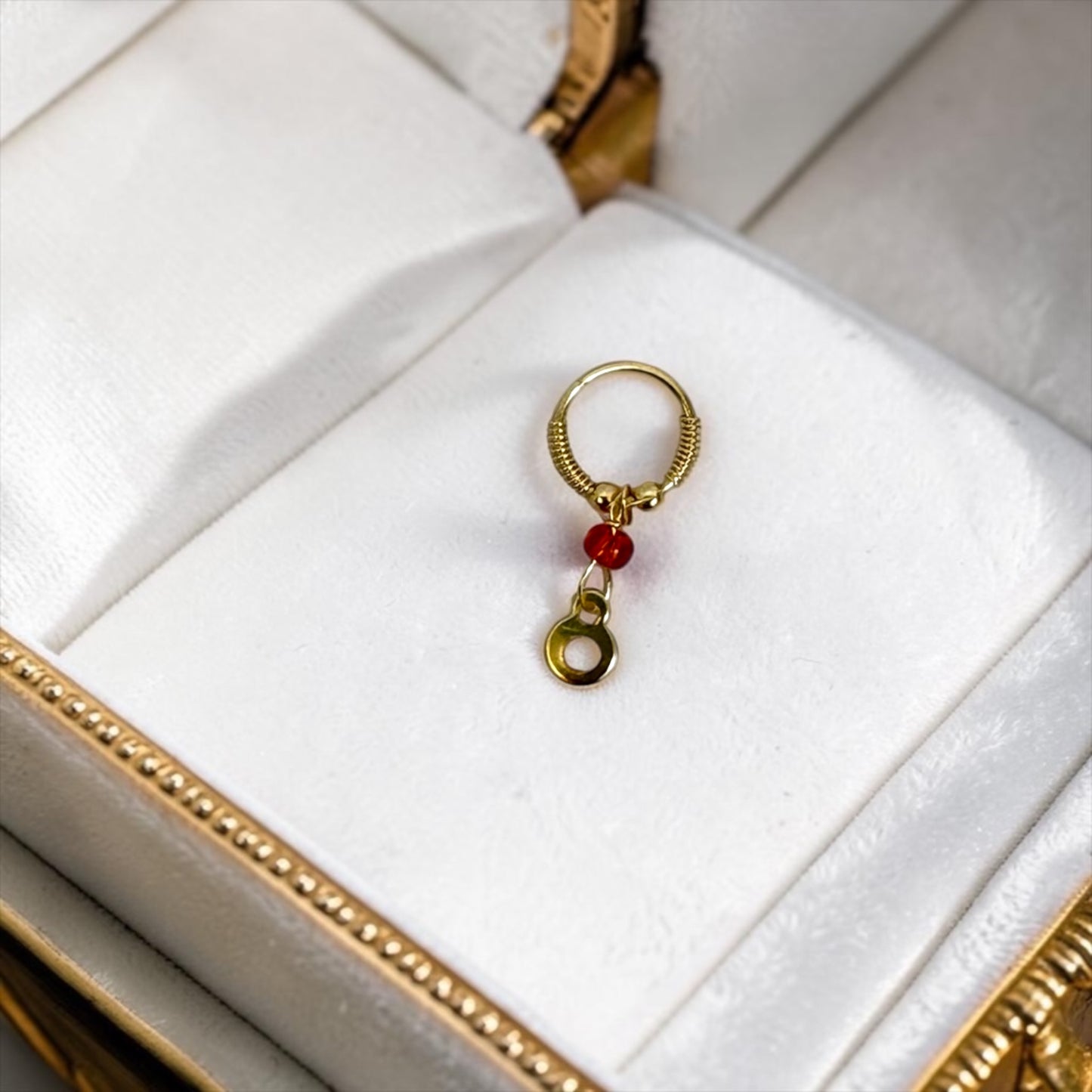 Royal Gold-Finish Latkan Nath / Nose Ring (SPC-677) | Elegant Hanging Drop Nathiya for Radha Rani, Durga Mata, Lakshmi Ji & All Deities