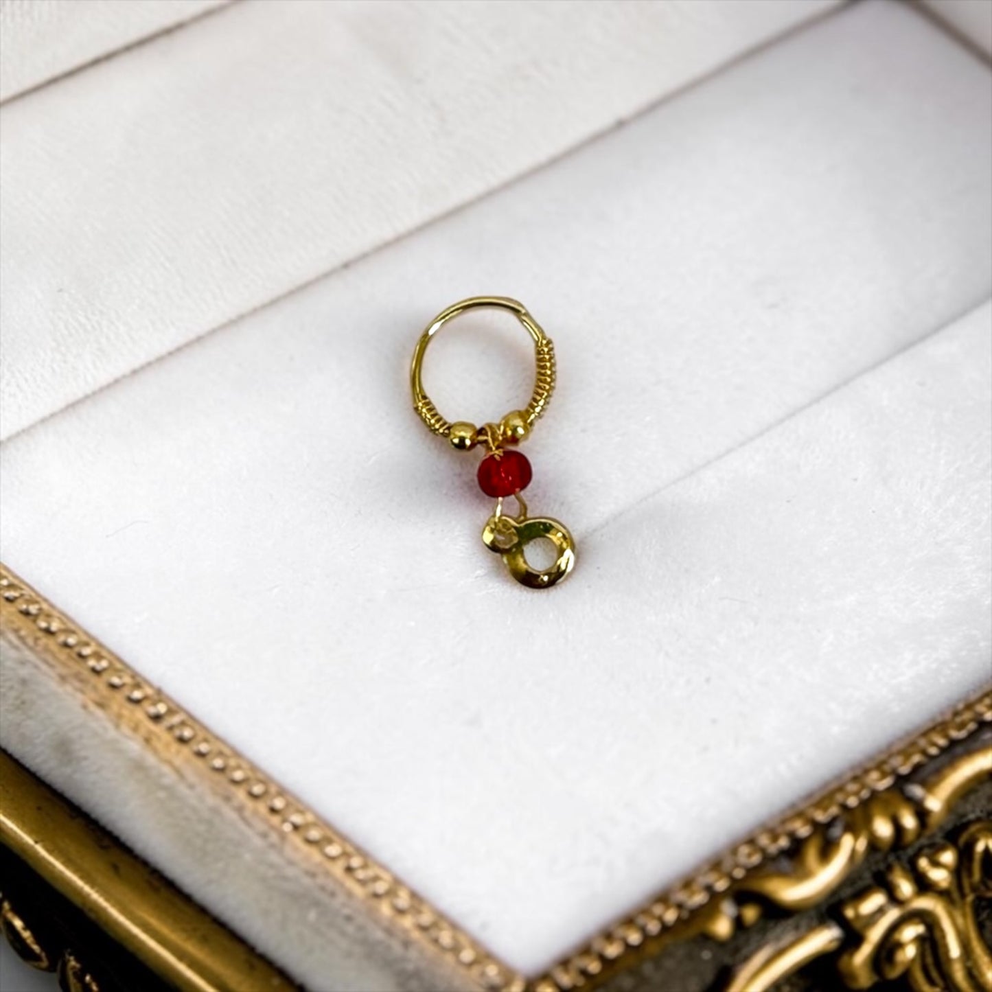 Royal Gold-Finish Latkan Nath / Nose Ring (SPC-677) | Elegant Hanging Drop Nathiya for Radha Rani, Durga Mata, Lakshmi Ji & All Deities
