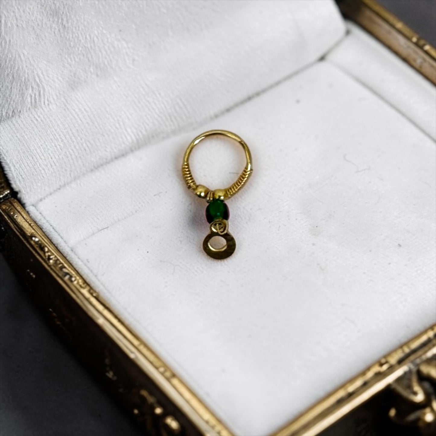 Royal Gold-Finish Latkan Nath / Nose Ring (SPC-677) | Elegant Hanging Drop Nathiya for Radha Rani, Durga Mata, Lakshmi Ji & All Deities