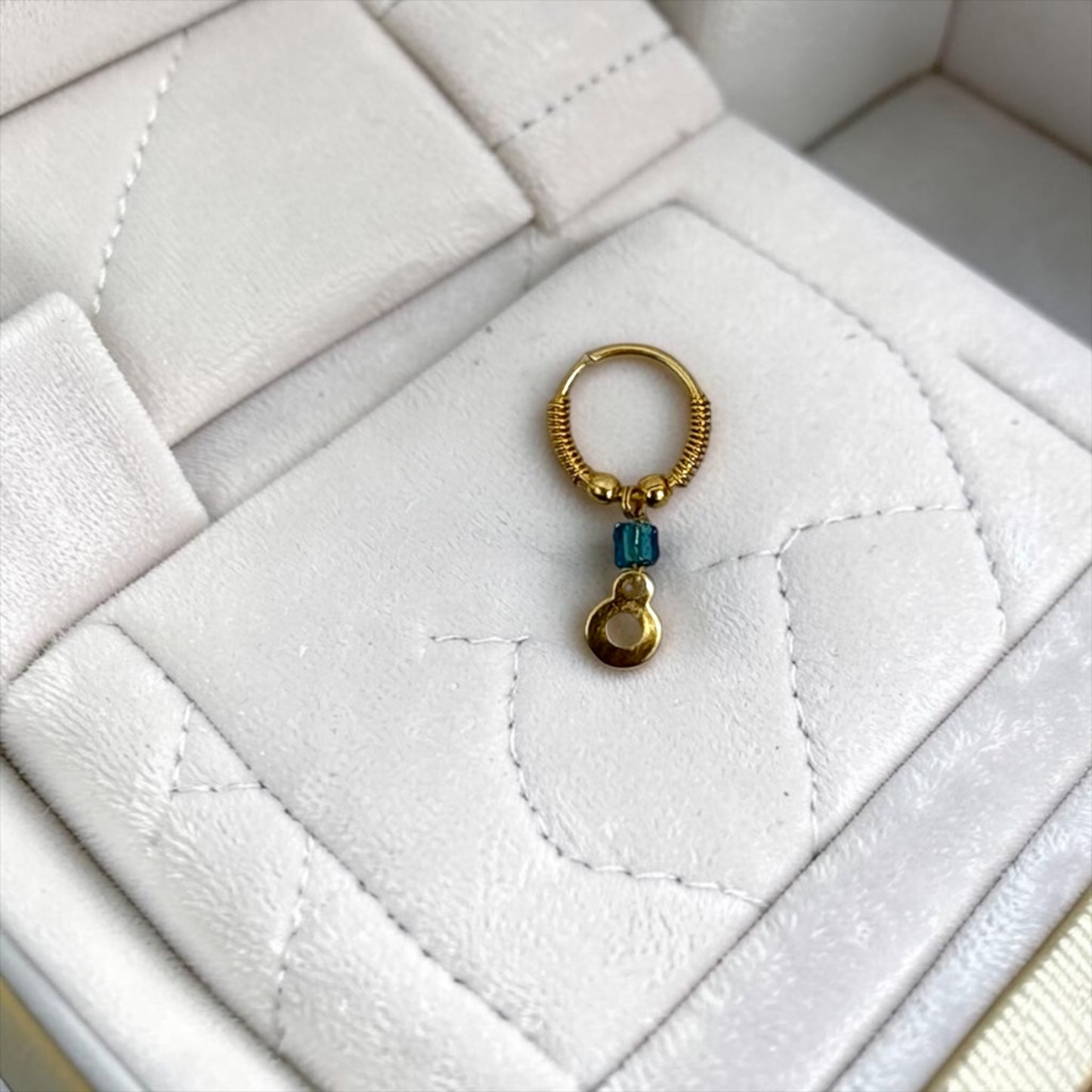 Royal Gold-Finish Latkan Nath / Nose Ring (SPC-677) | Elegant Hanging Drop Nathiya for Radha Rani, Durga Mata, Lakshmi Ji & All Deities