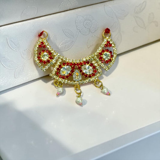 Shri Poshak Exclusive Royal Zerkin Haar with Pearl Hanging Drops SPC-751