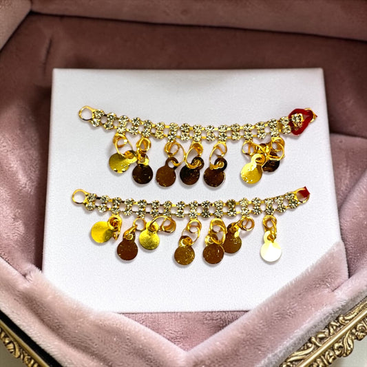 Deluxe Coin-Drop Gold Plated Ginni Payal SPC-704 Deity Shringar Anklets by Shri Poshak