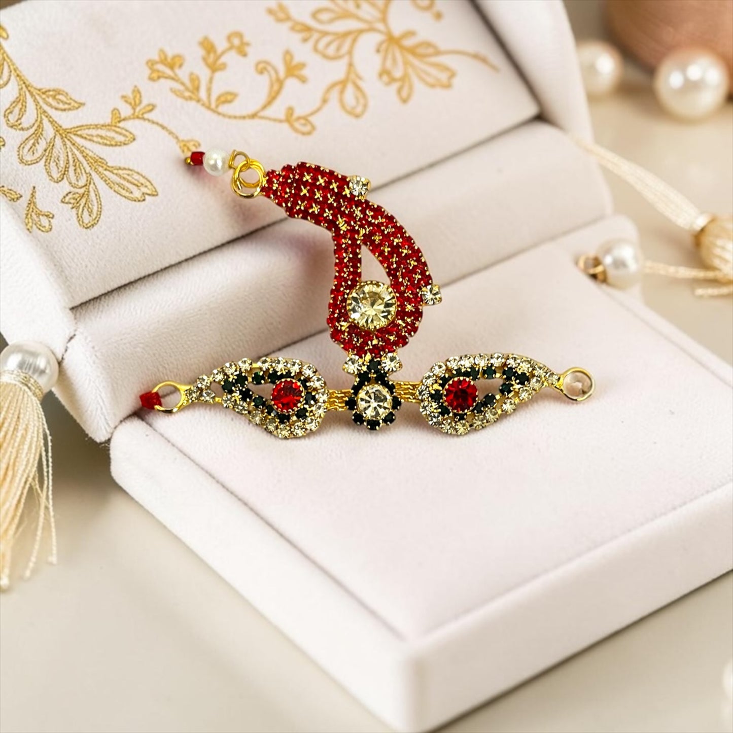 Shri Poshak Designer Royal Stone Chandrika / Tilak Mukut Ornament (SPC-805) – 2.5 Inch All Divine Idols