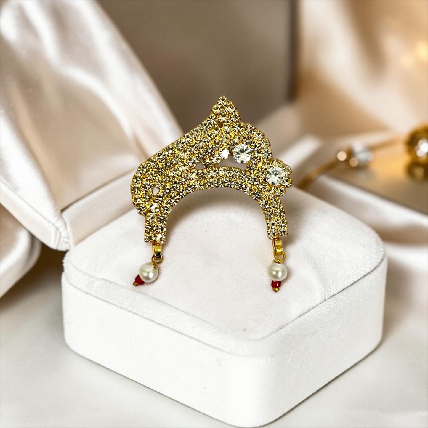 Shri Poshak Royal Stone-Studded Arch Chandrika / Mukut Crown Ornament (SPC-775) for All Divine Idols