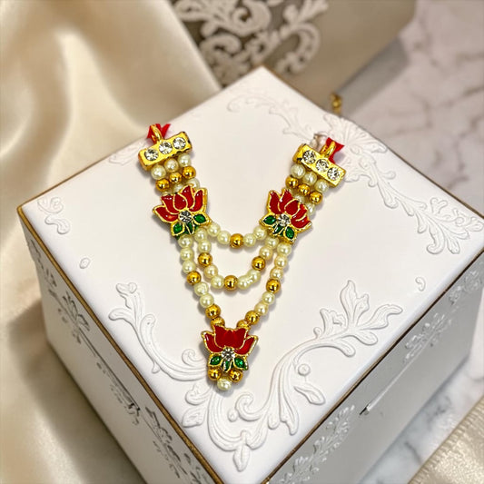 Royal Lotus Meenakari & Multi-Layered Pearl Haar (SPC-790) for Laddu Gopal & All Divine Idols