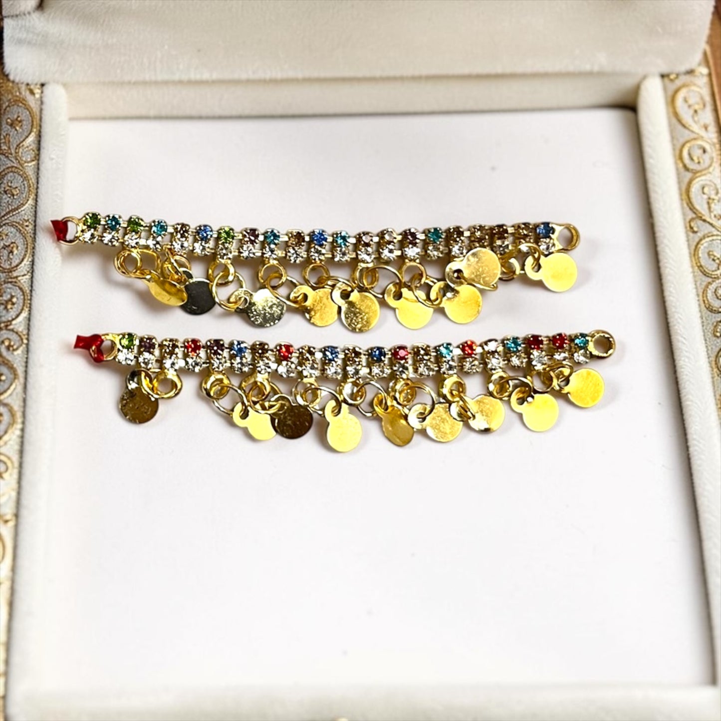 Deluxe Coin-Drop Gold Plated Ginni Payal SPC-704 Deity Shringar Anklets by Shri Poshak