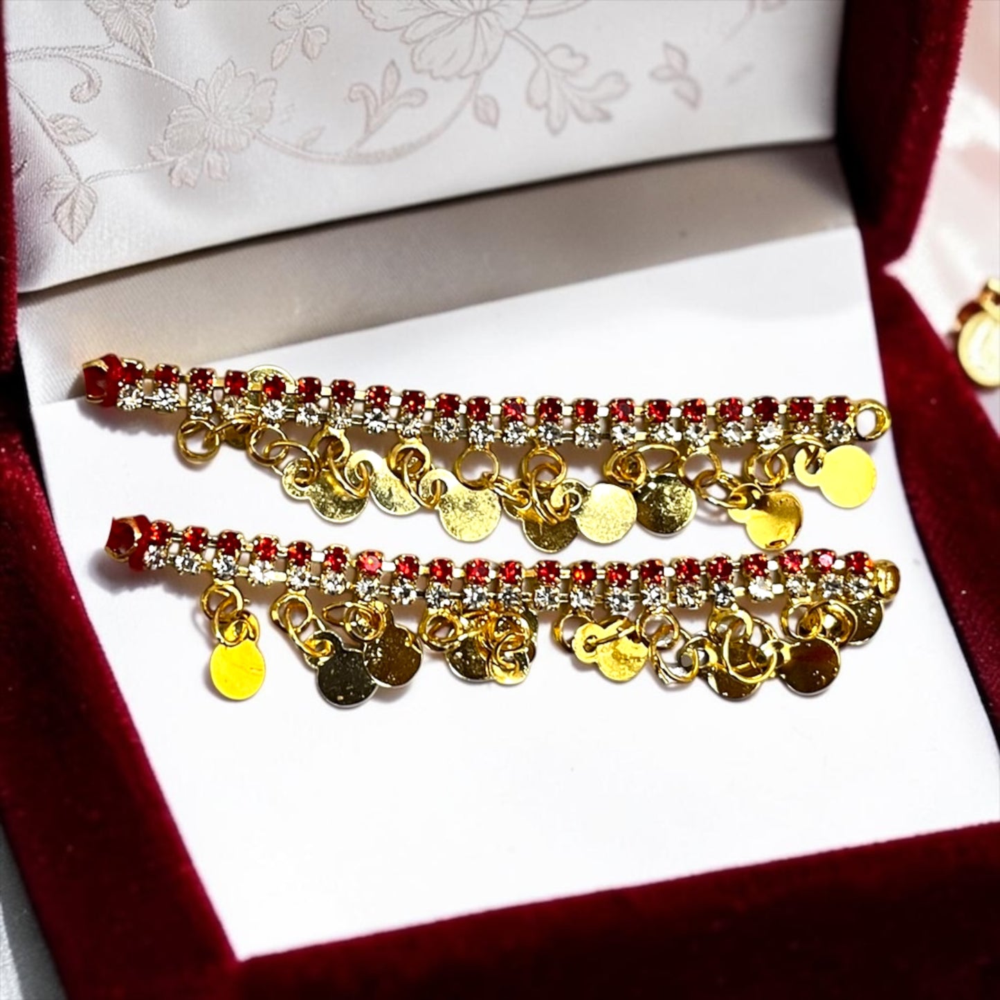 Deluxe Coin-Drop Gold Plated Ginni Payal SPC-704 Deity Shringar Anklets by Shri Poshak