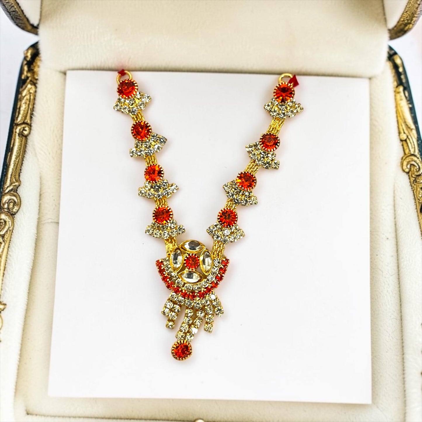 Shri Poshak Royal Stone-Studded Zerkin Haar for Deities SPC-774