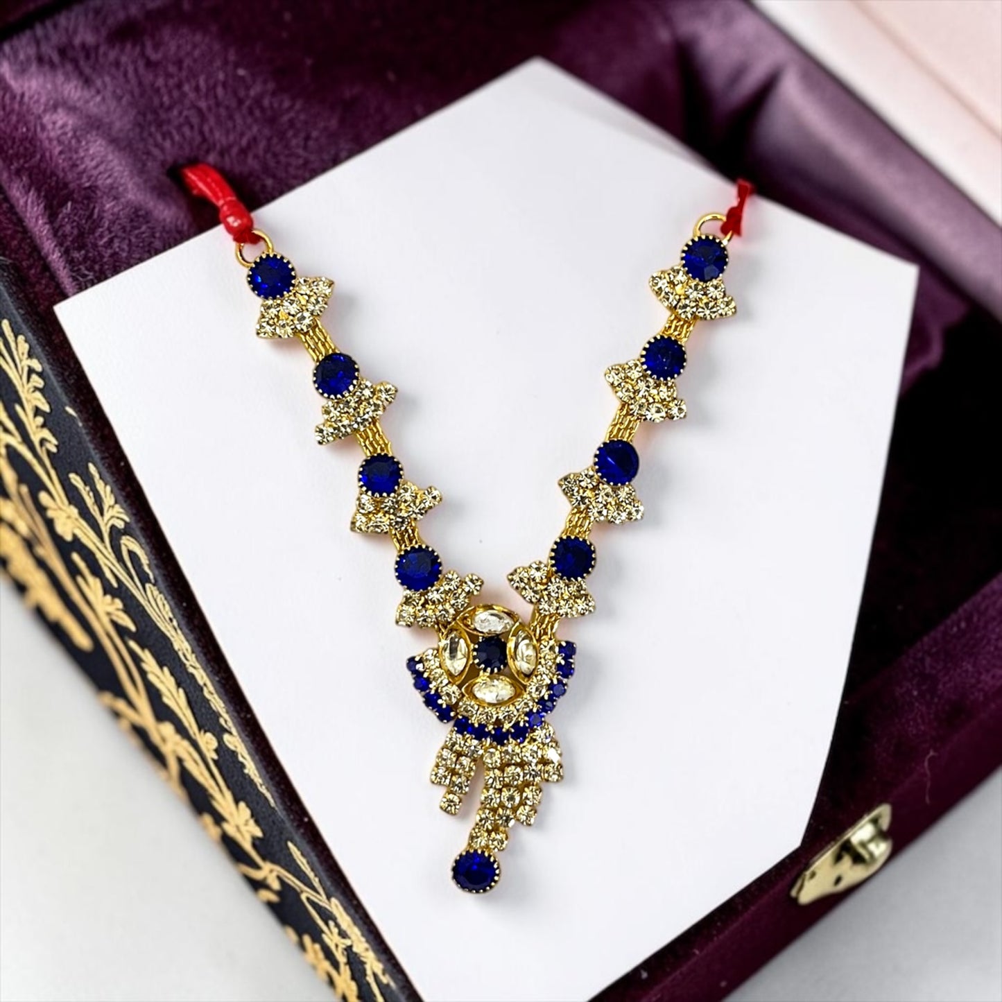 Shri Poshak Royal Stone-Studded Zerkin Haar for Deities SPC-774
