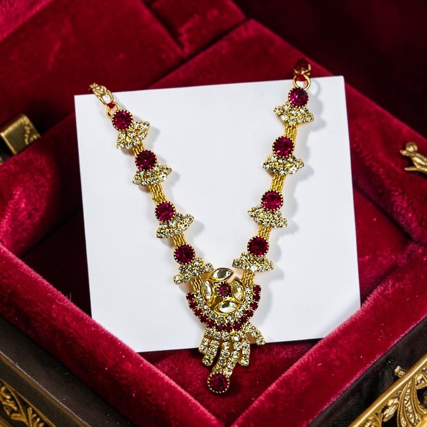 Shri Poshak Royal Stone-Studded Zerkin Haar for Deities SPC-774