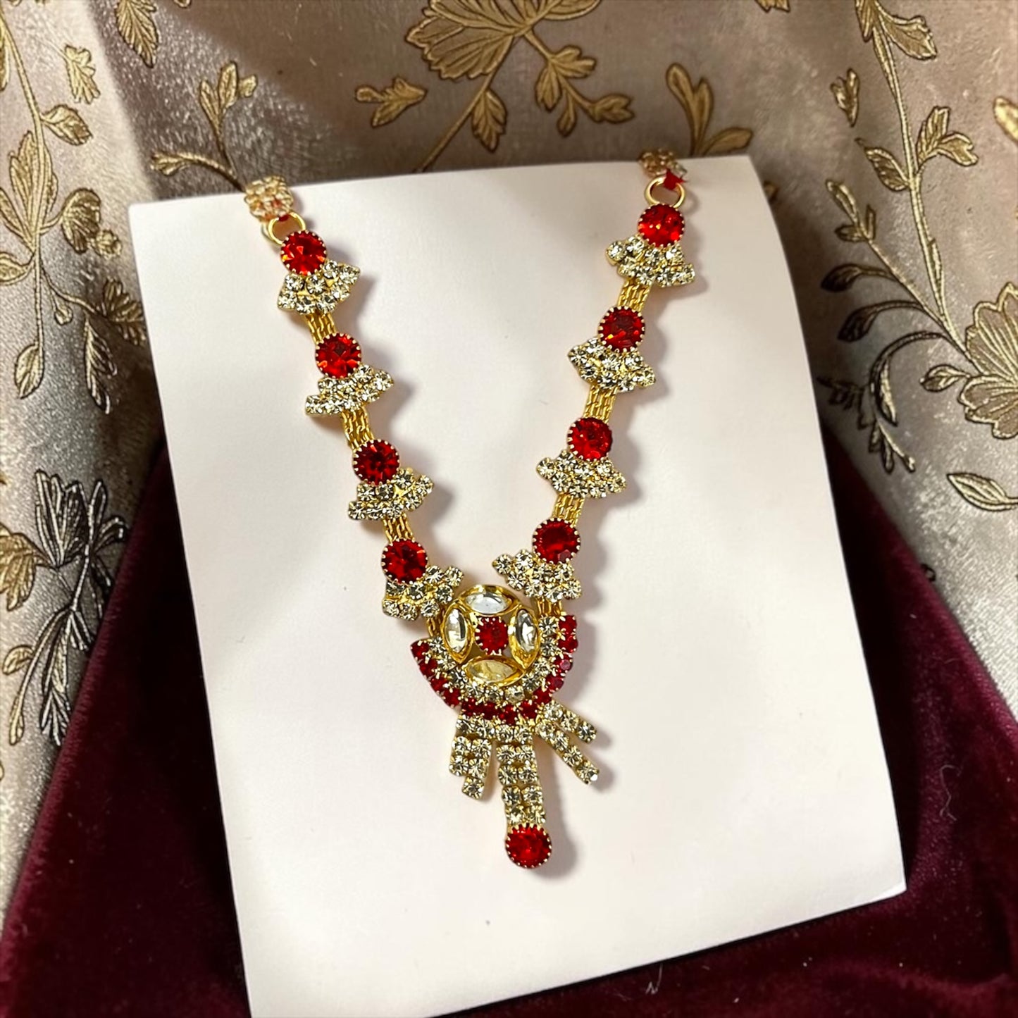 Shri Poshak Royal Stone-Studded Zerkin Haar for Deities SPC-774