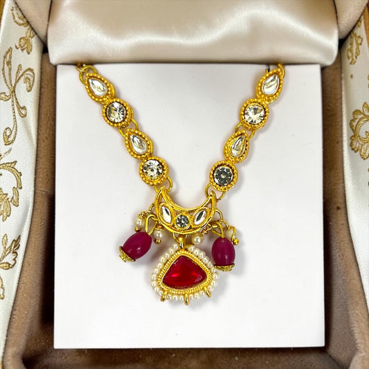 Crescent Moon Kundan & Stone Mala Necklace for Laddu Gopal Ji SPC-778