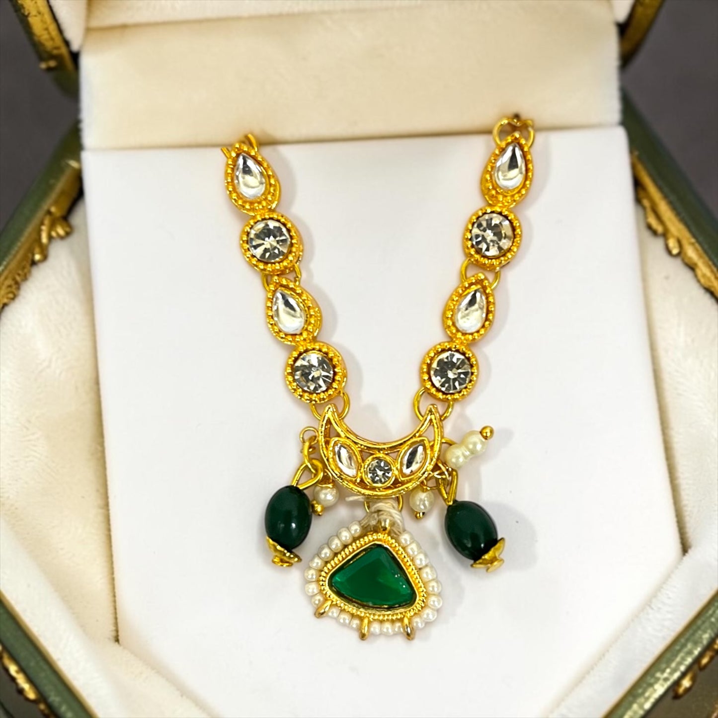 Crescent Moon Kundan & Stone Mala Necklace for Laddu Gopal Ji SPC-778