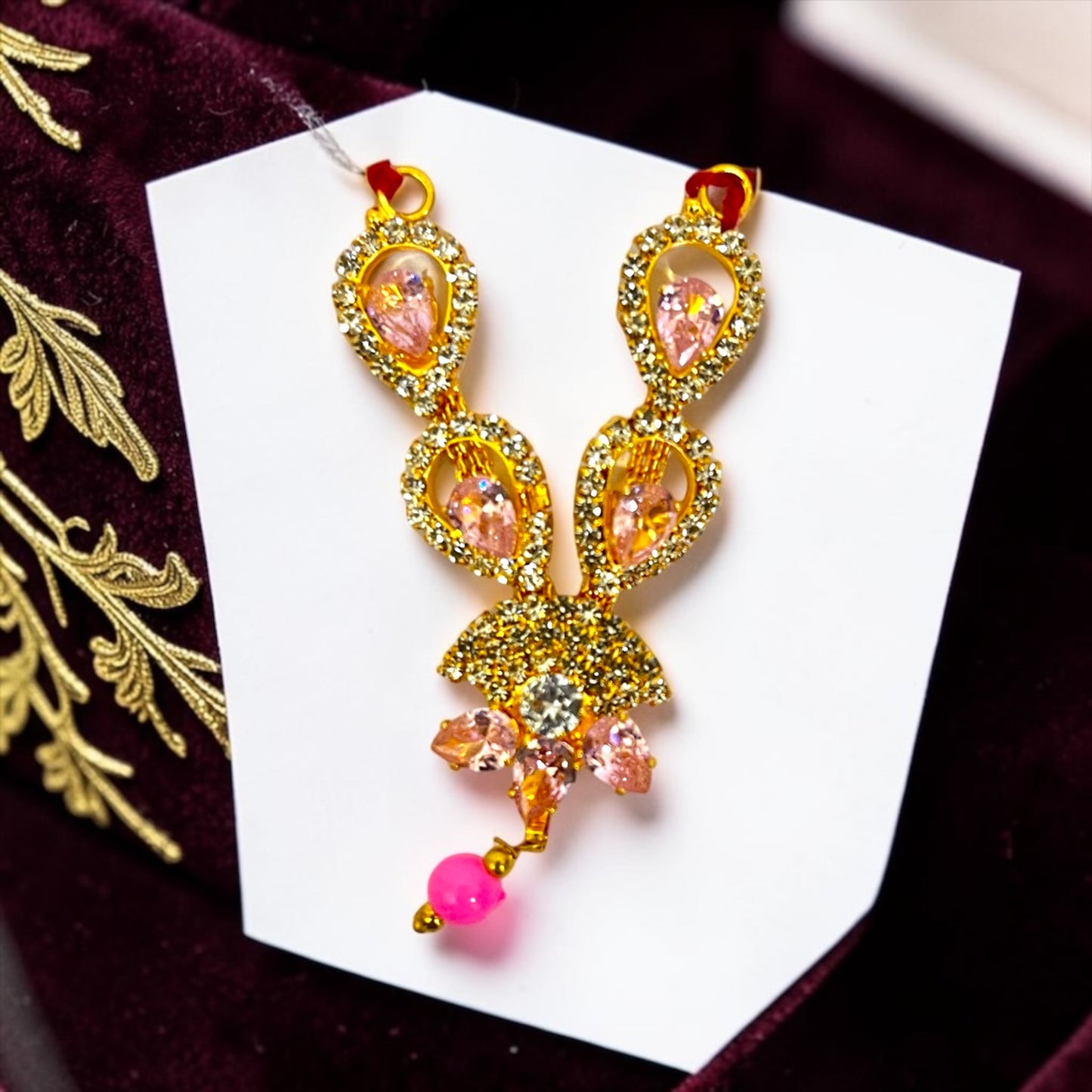 Designer Peacock Feather Inspired Zerkin Mala Necklace for Laddu Gopal Ji SPC-793