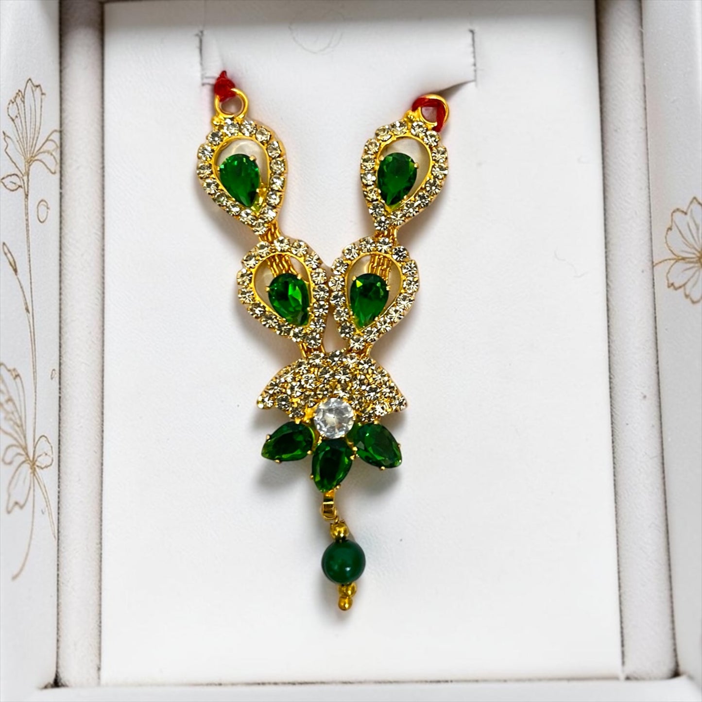 Designer Peacock Feather Inspired Zerkin Mala Necklace for Laddu Gopal Ji SPC-793