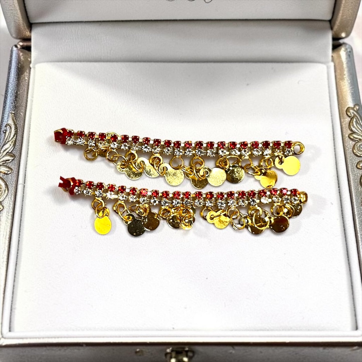 Deluxe Coin-Drop Gold Plated Ginni Payal SPC-704 Deity Shringar Anklets by Shri Poshak