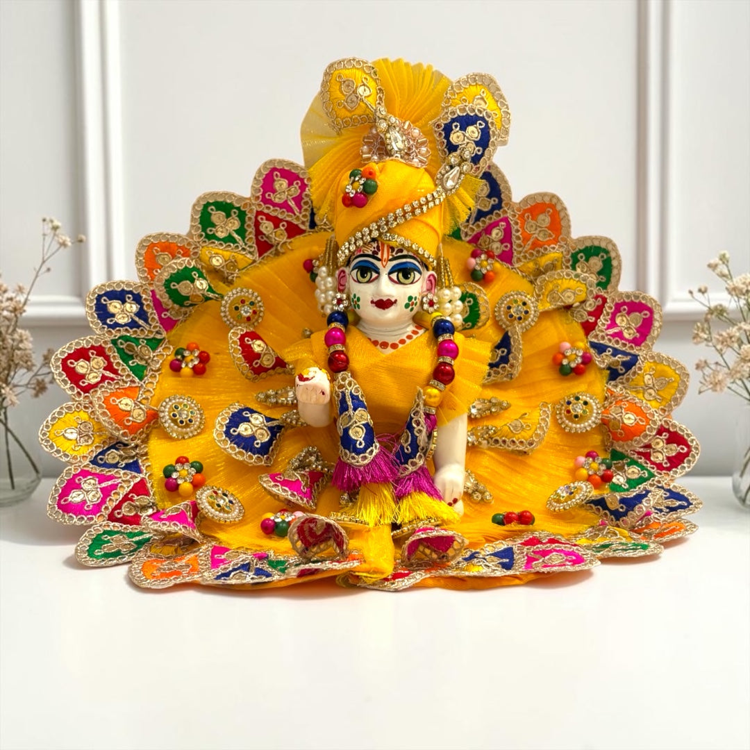 Janmashtami Special Premium Designer Laddu Gopal Ji Poshak with Matching Pagdi & Heavy Peacock Border SP-I90