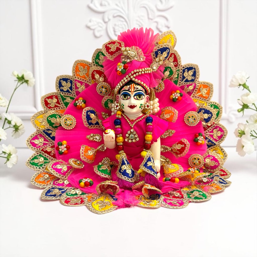 Janmashtami Special Premium Designer Laddu Gopal Ji Poshak with Matching Pagdi & Heavy Peacock Border SP-I90