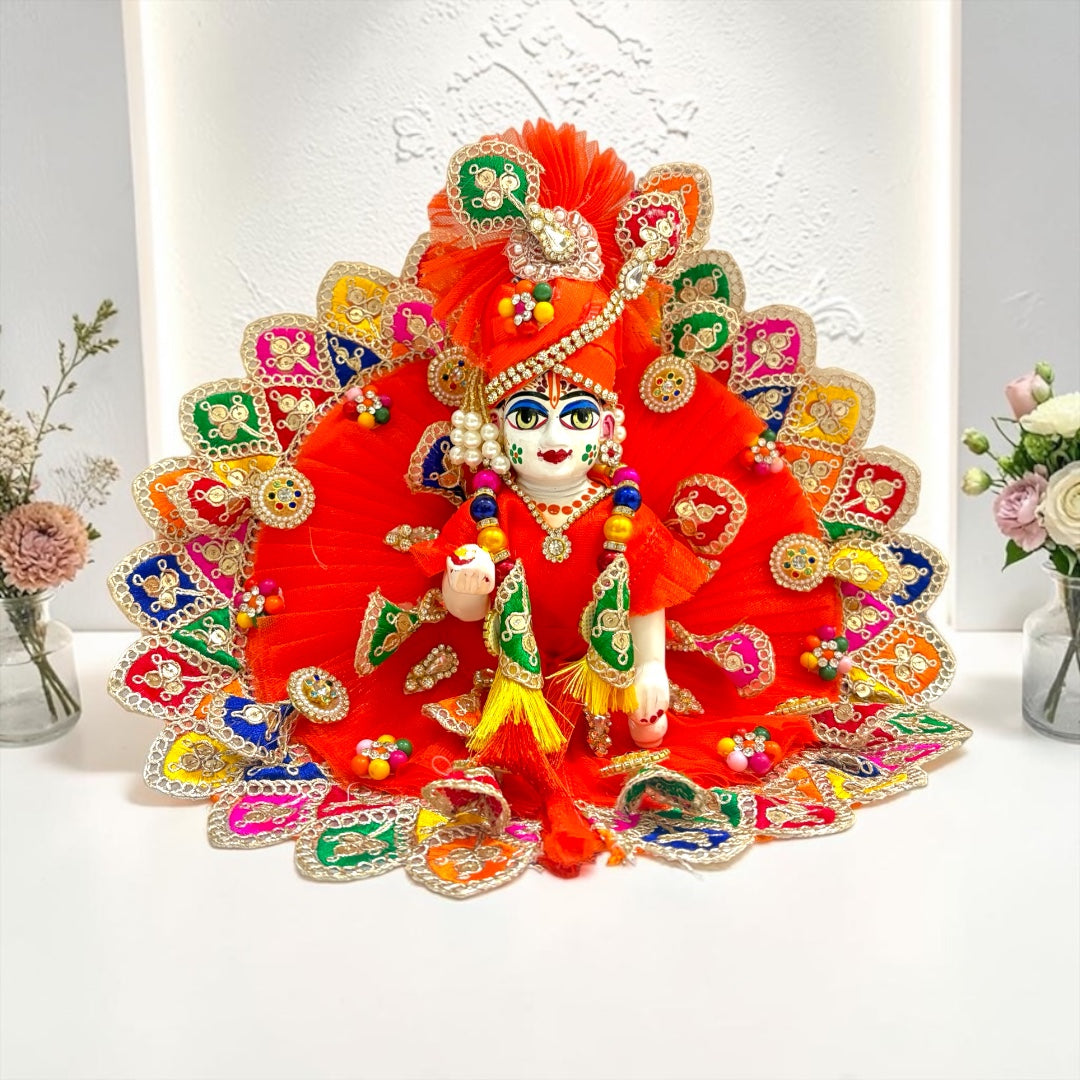 Janmashtami Special Premium Designer Laddu Gopal Ji Poshak with Matching Pagdi & Heavy Peacock Border SP-I90