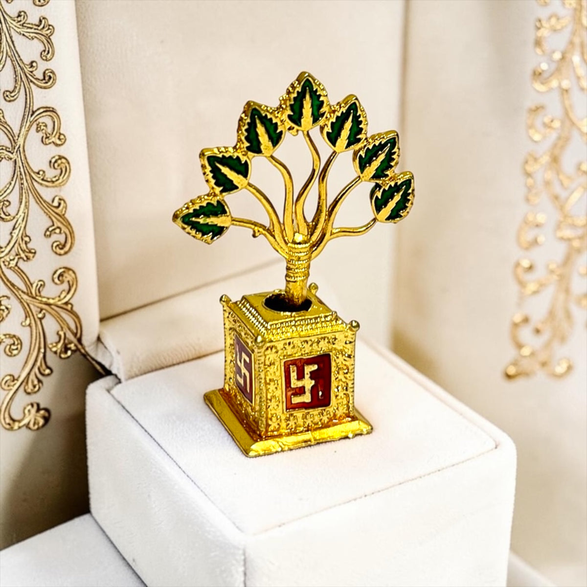 Premium Metal Tulsi Vrindavan Idol for Mandir & Home Decor SPC-615| Handcrafted Meenakari Sacred Tulsi Plant
