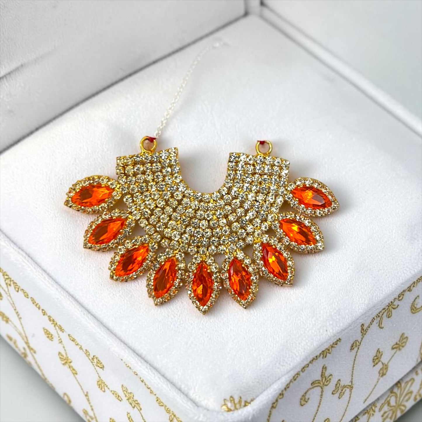 Premium Designer Zerkin Stone Necklace (Haar) SPC-816 for Laddu Gopal Ji, Radha Krishna & All Deities
