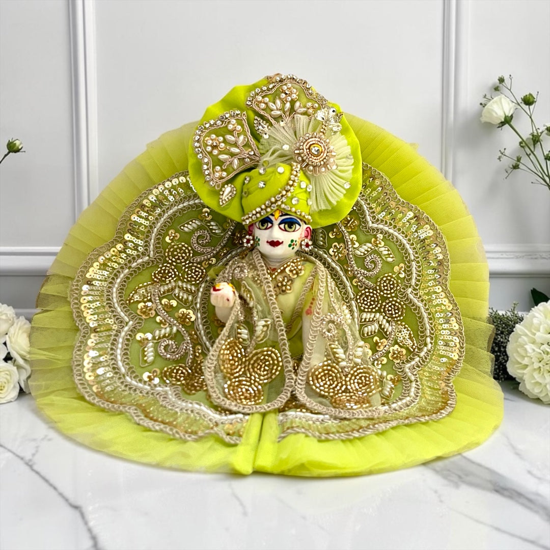 Designer Janmashtami Special Laddu Gopal Ji Premium Heavy Work Poshak Set with Matching Pagdi SP-143