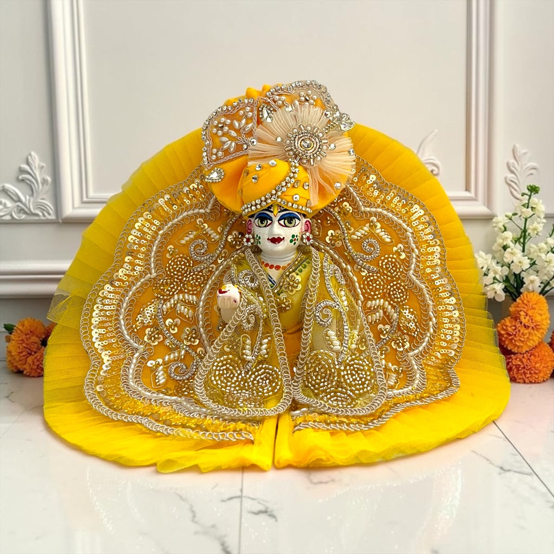 Designer Janmashtami Special Laddu Gopal Ji Premium Heavy Work Poshak Set with Matching Pagdi SP-143