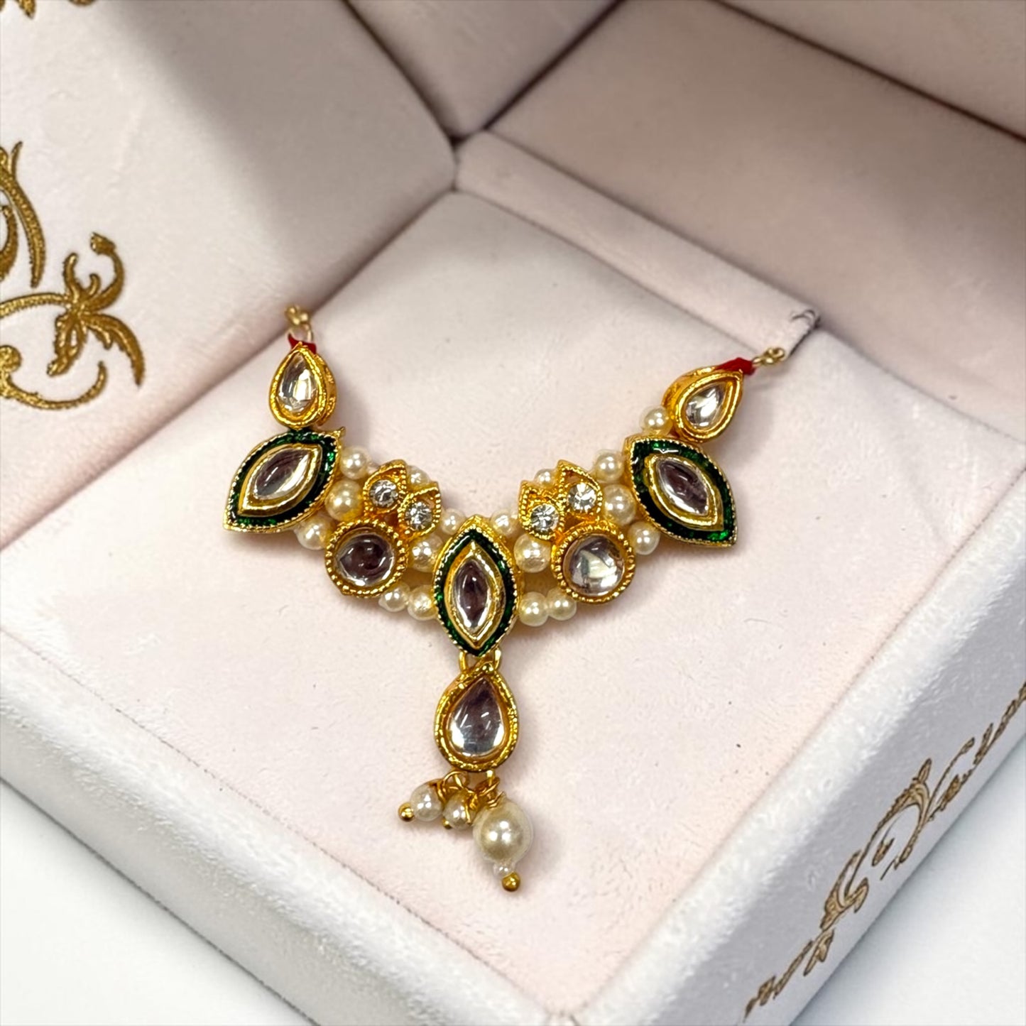 Royal Meenakari Kundan & Pearl-Drop Haar for Deities  SPC-813
