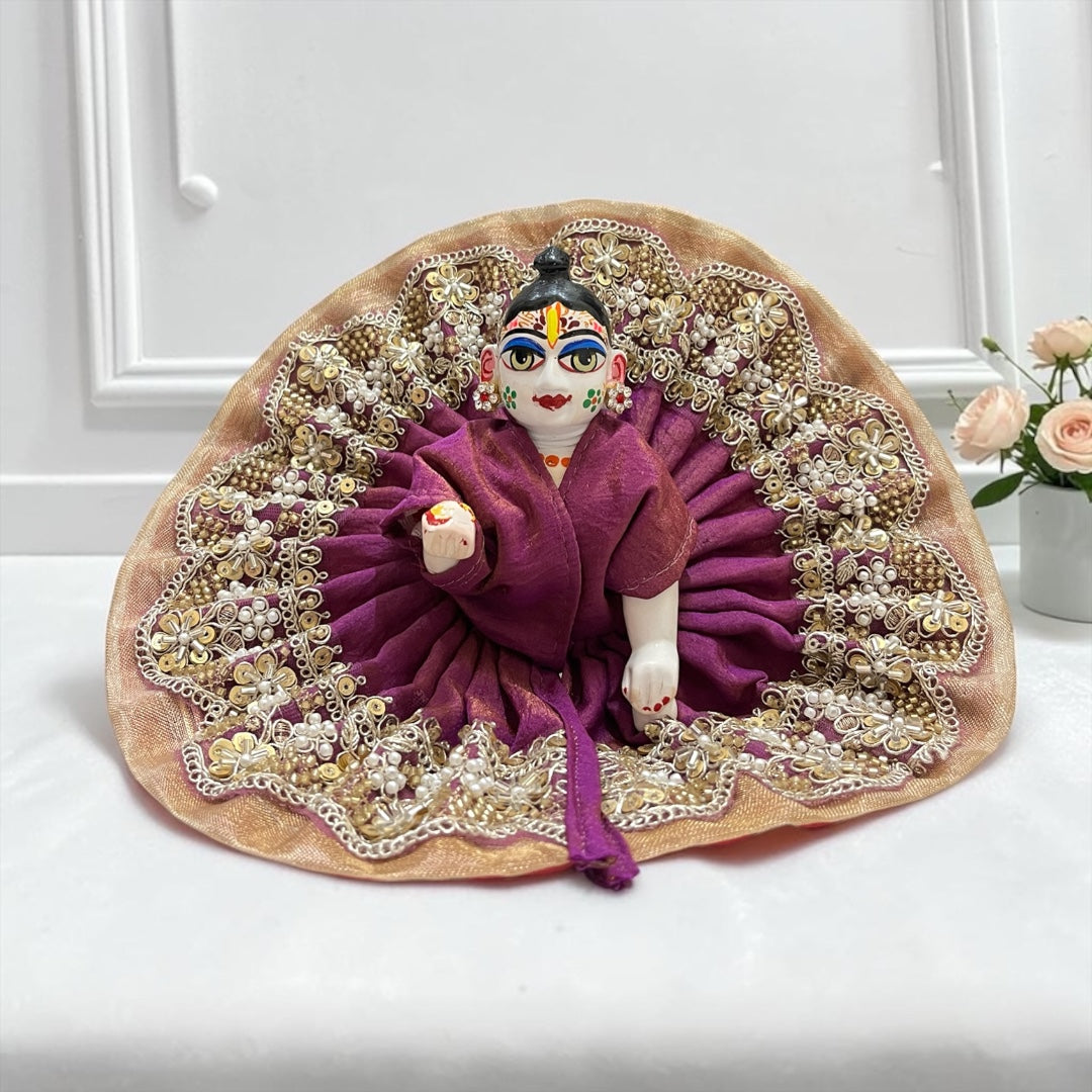 Designer Heavy Pearl & Golden Zari Work Laddu Gopal Poshak SP-I94 Premium Silk Dress