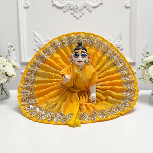 Premium Royal Silk Laddu Gopal Ji Poshak with Intricate Golden Leaf Lace (SP-168)