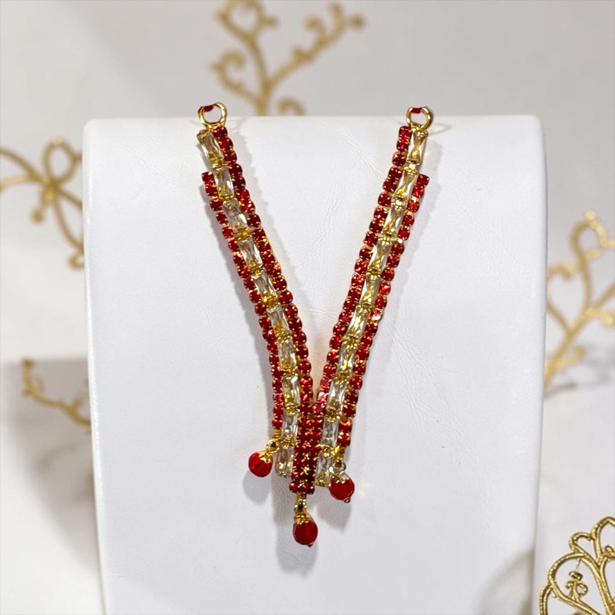 Royal Long Zerkin V-Shape Haar for Laddu Gopal & Deity Idols (SPC-820)Dazzling Premium Designer Necklace
