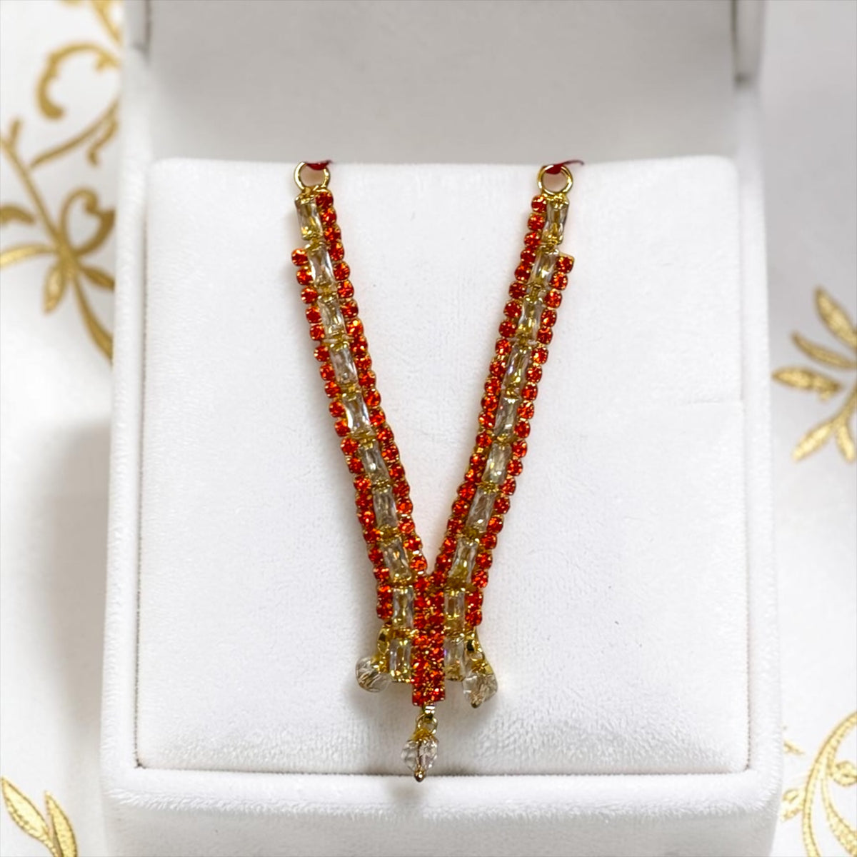 Royal Long Zerkin V-Shape Haar for Laddu Gopal & Deity Idols (SPC-820)Dazzling Premium Designer Necklace