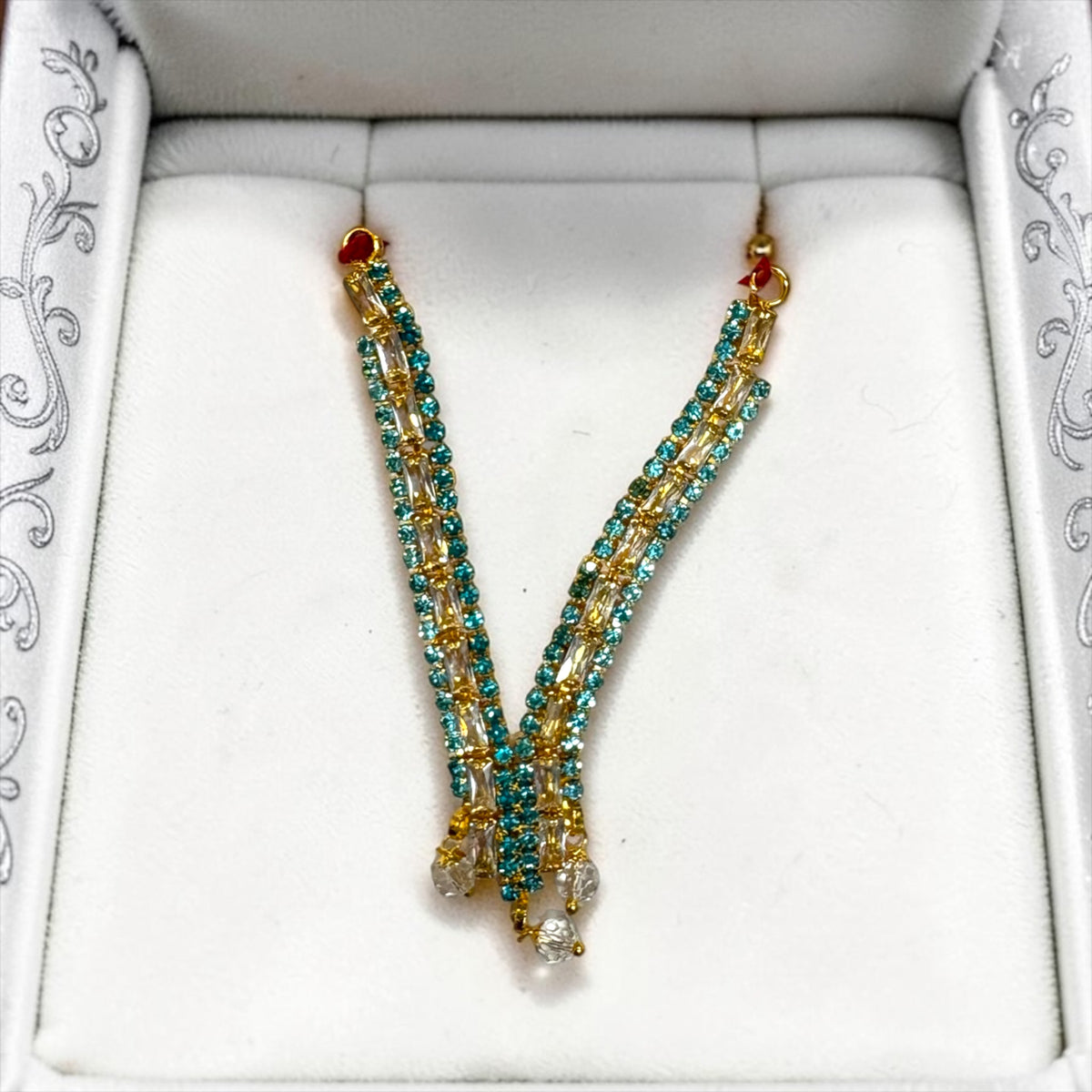 Royal Long Zerkin V-Shape Haar for Laddu Gopal & Deity Idols (SPC-820)Dazzling Premium Designer Necklace