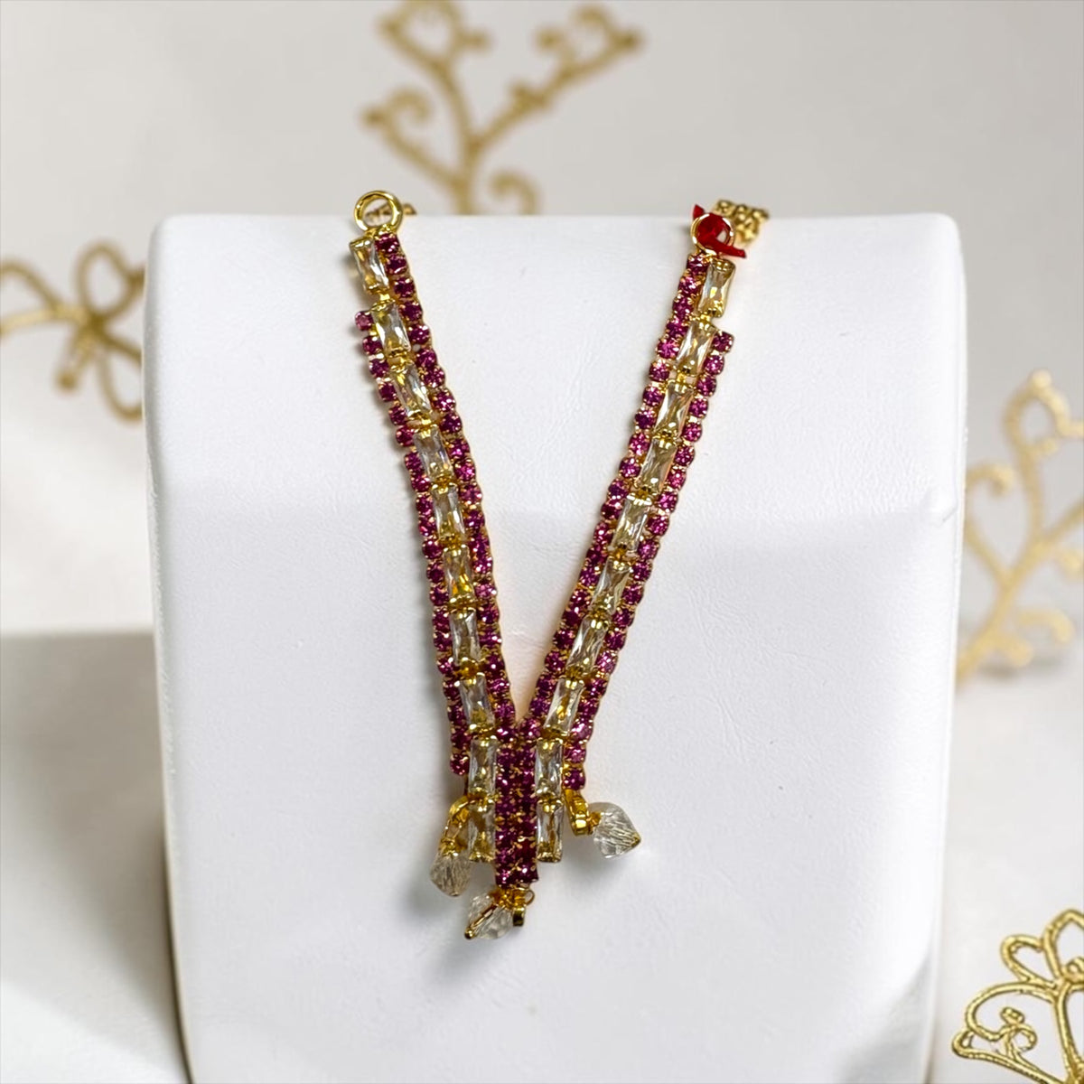 Royal Long Zerkin V-Shape Haar for Laddu Gopal & Deity Idols (SPC-820)Dazzling Premium Designer Necklace