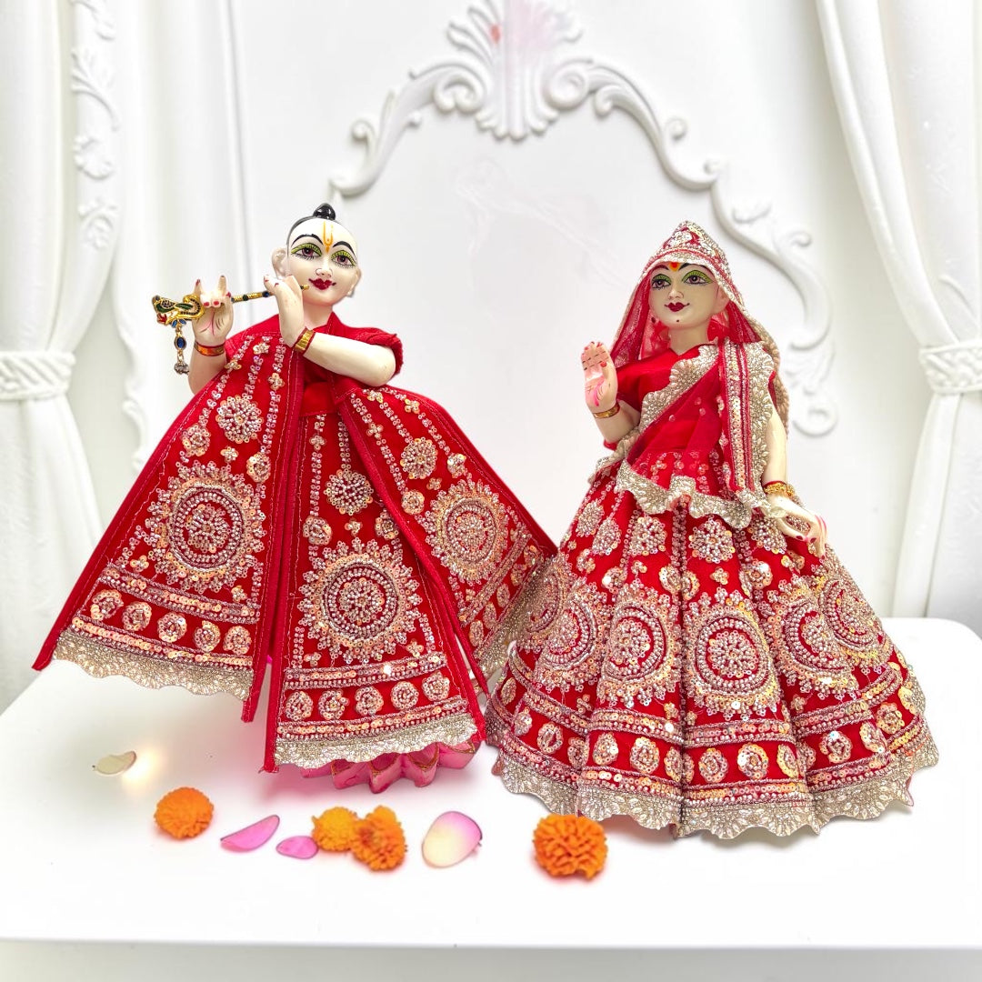 Premium Heavy Sequin Work Radha Krishna Poshak Set (SP-198) | Designer Lehenga & Patka Dress for Jugal Jodi