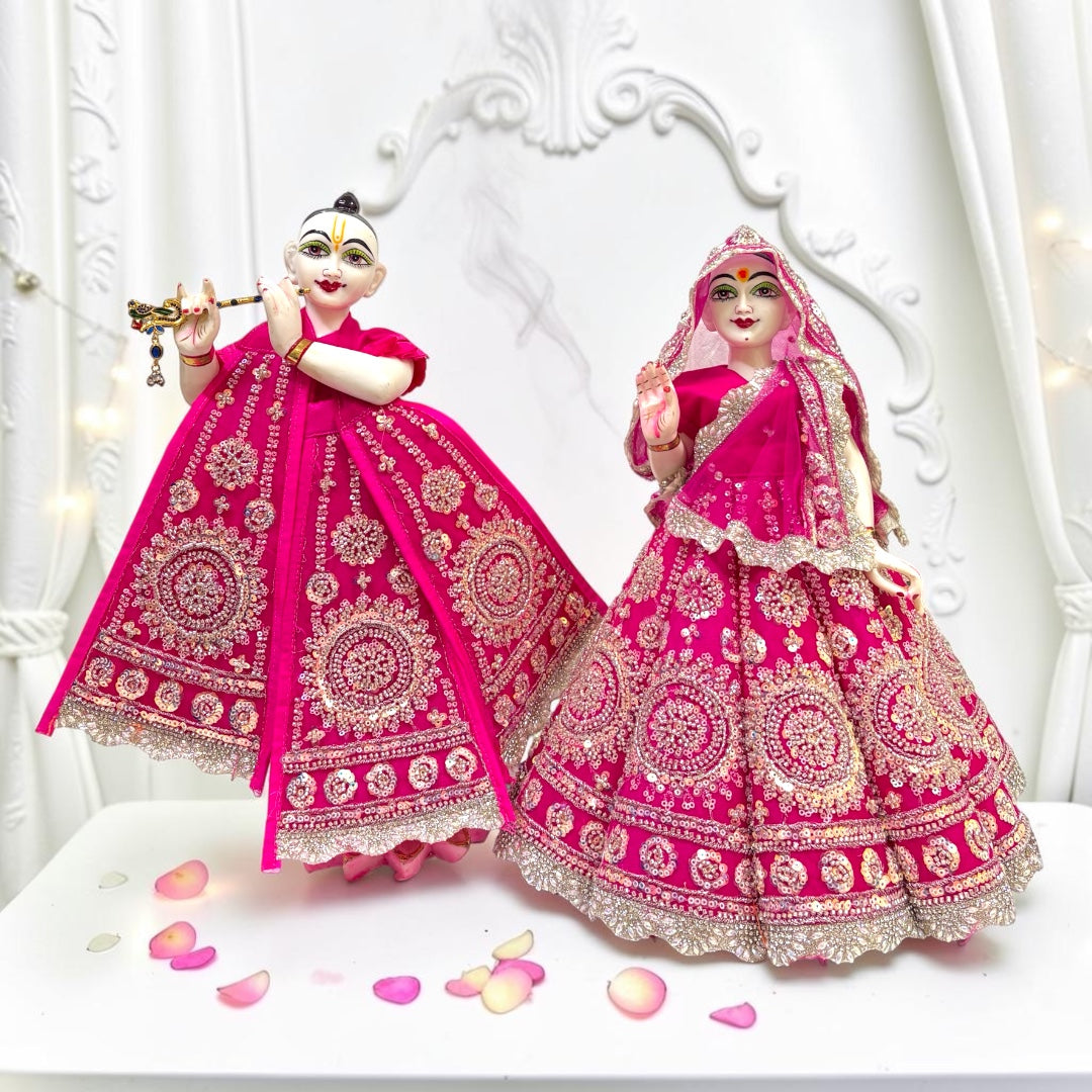 Premium Heavy Sequin Work Radha Krishna Poshak Set (SP-198) | Designer Lehenga & Patka Dress for Jugal Jodi