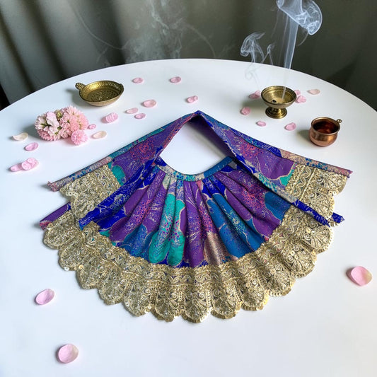 🌺 Designer Navratri Special Royal Golden Zari Border Mata Rani Lehnga Patka Set - SP-I77