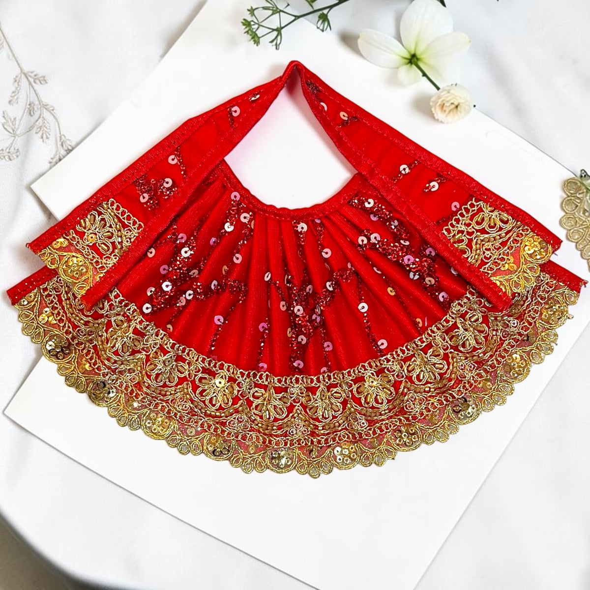 Radiant Sequin Line & Scalloped Net Lace Lehnga Patka (SP-167)