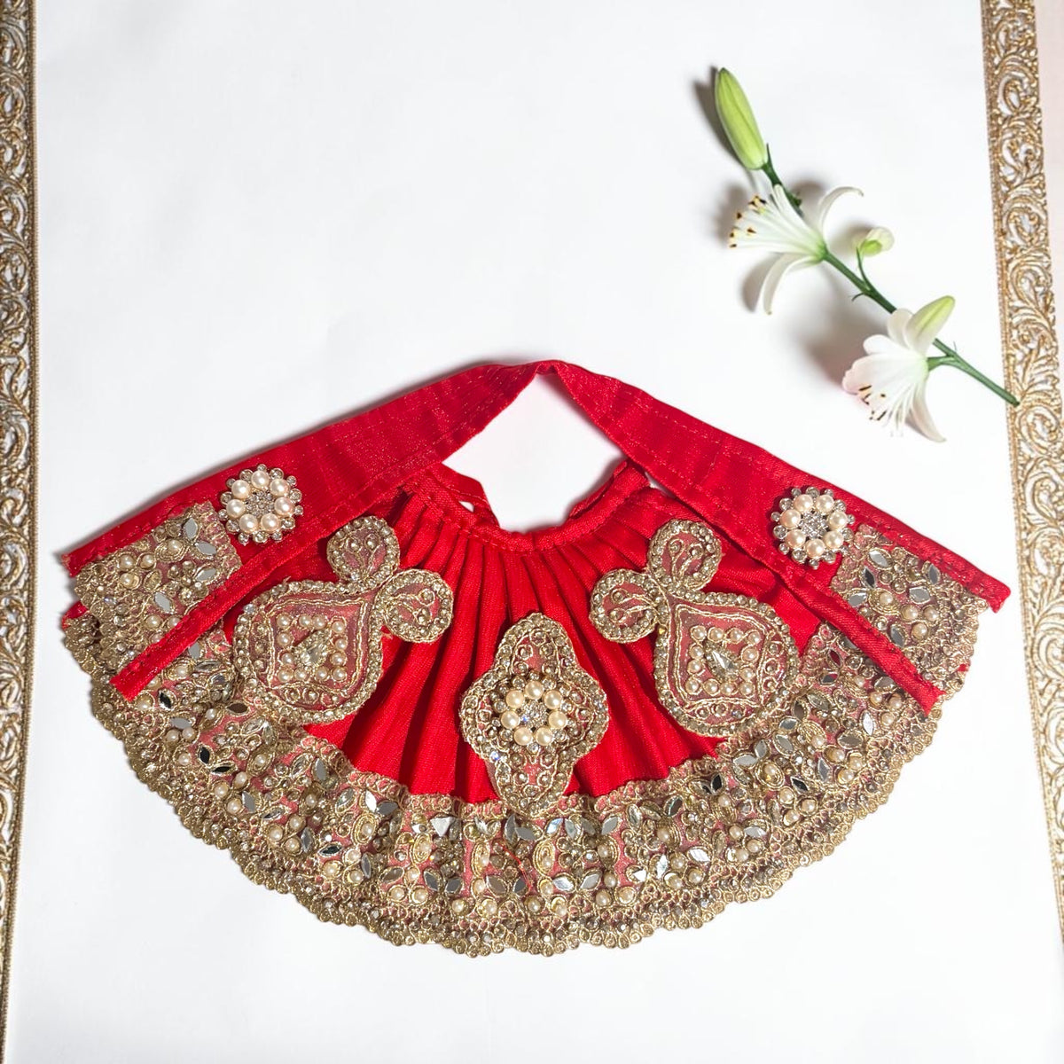 Navratri Special Designer Mata Rani Lehnga Patka Set (SP-J20) | Heavy Pearl & Zardosi Mirror Work Poshak🔱🛕
