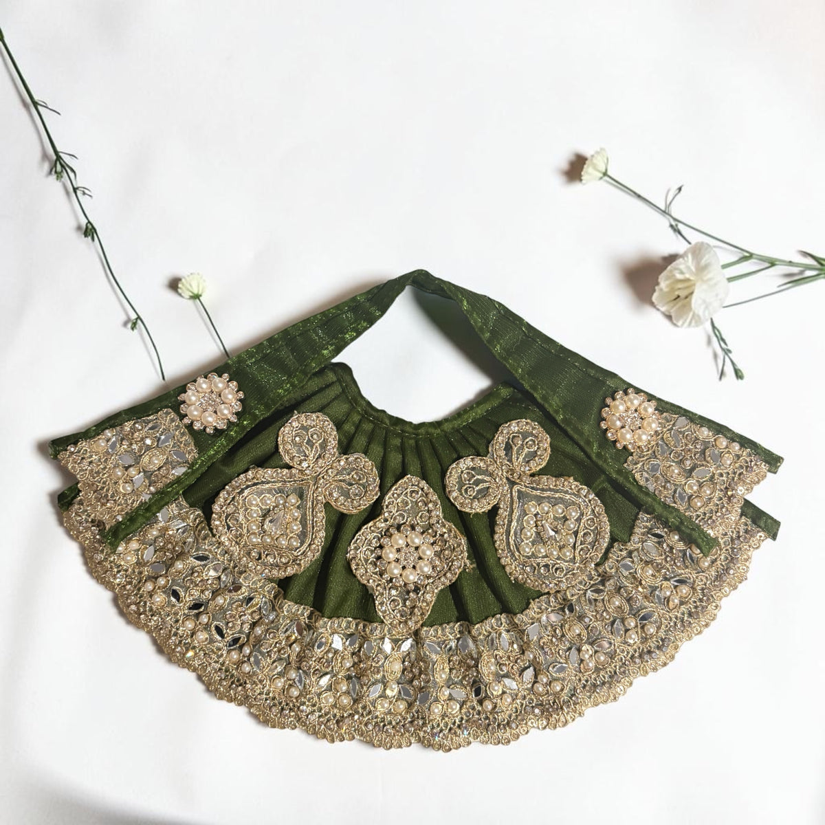 Navratri Special Designer Mata Rani Lehnga Patka Set (SP-J20) | Heavy Pearl & Zardosi Mirror Work Poshak🔱🛕