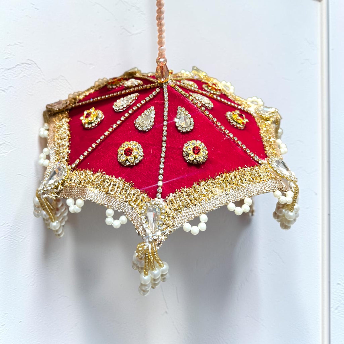 🌺 Royal Velvet Designer Divine Chatra SP-A05 (Deep Magenta & Red Golden Pearl) 🌺