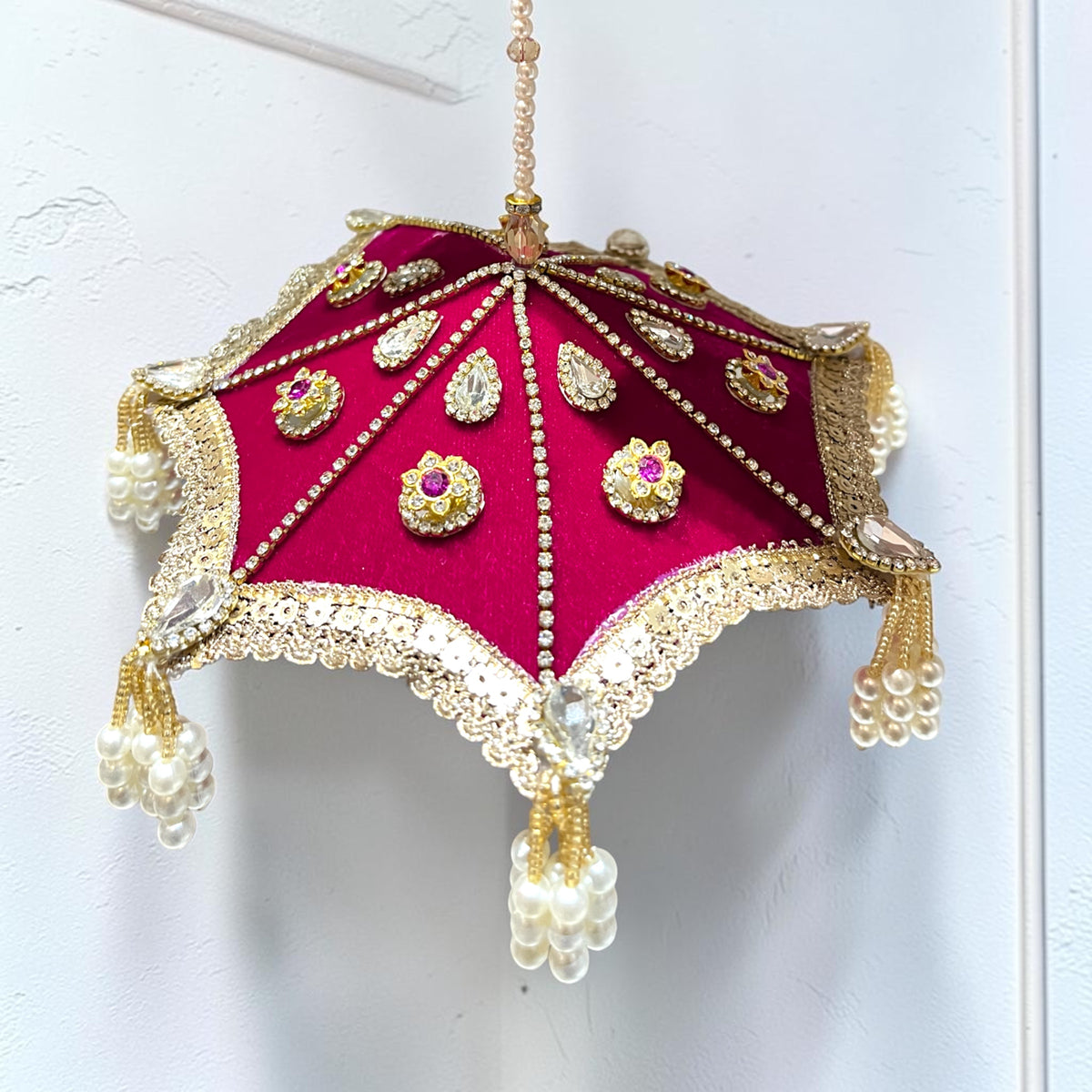 🌺 Royal Velvet Designer Divine Chatra SP-A05 (Deep Magenta & Red Golden Pearl) 🌺