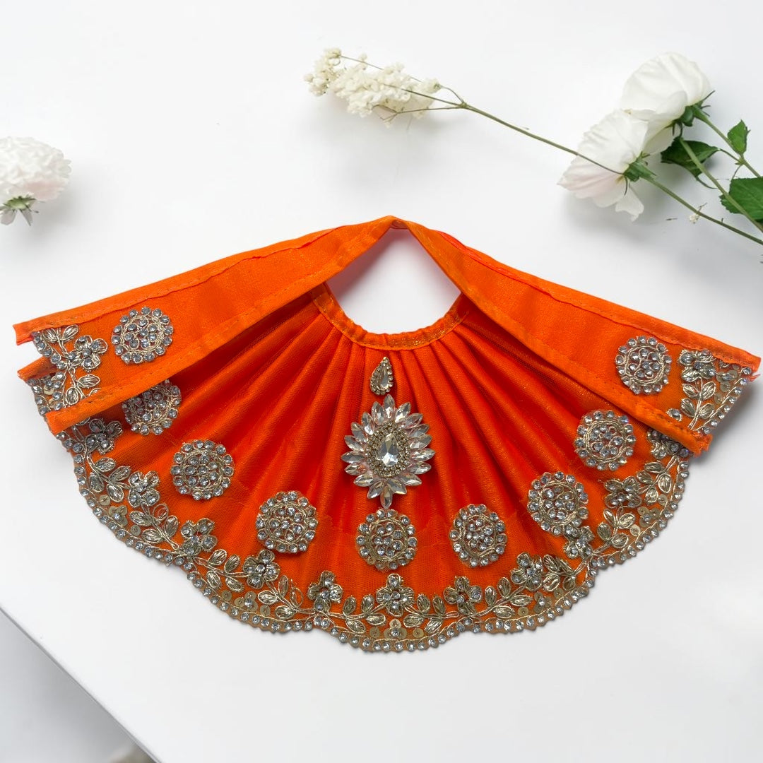 Shri Poshak Heavy Kundan & Crystal Diamond Work Lehnga Patka Dress for Mata Rani - Navratri Special (Code: SP-J18)
