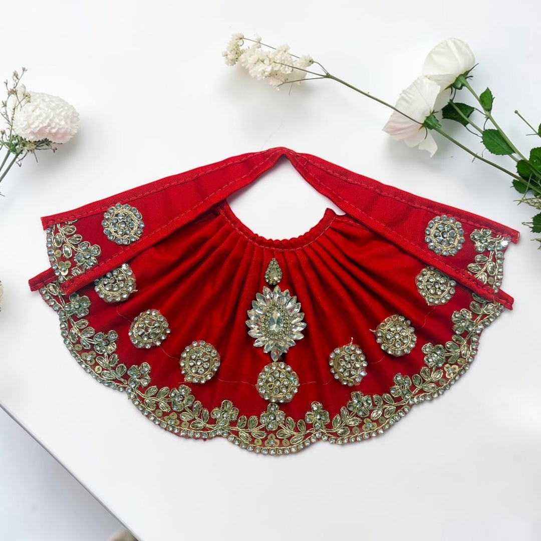 Shri Poshak Heavy Kundan & Crystal Diamond Work Lehnga Patka Dress for Mata Rani - Navratri Special (Code: SP-J18)