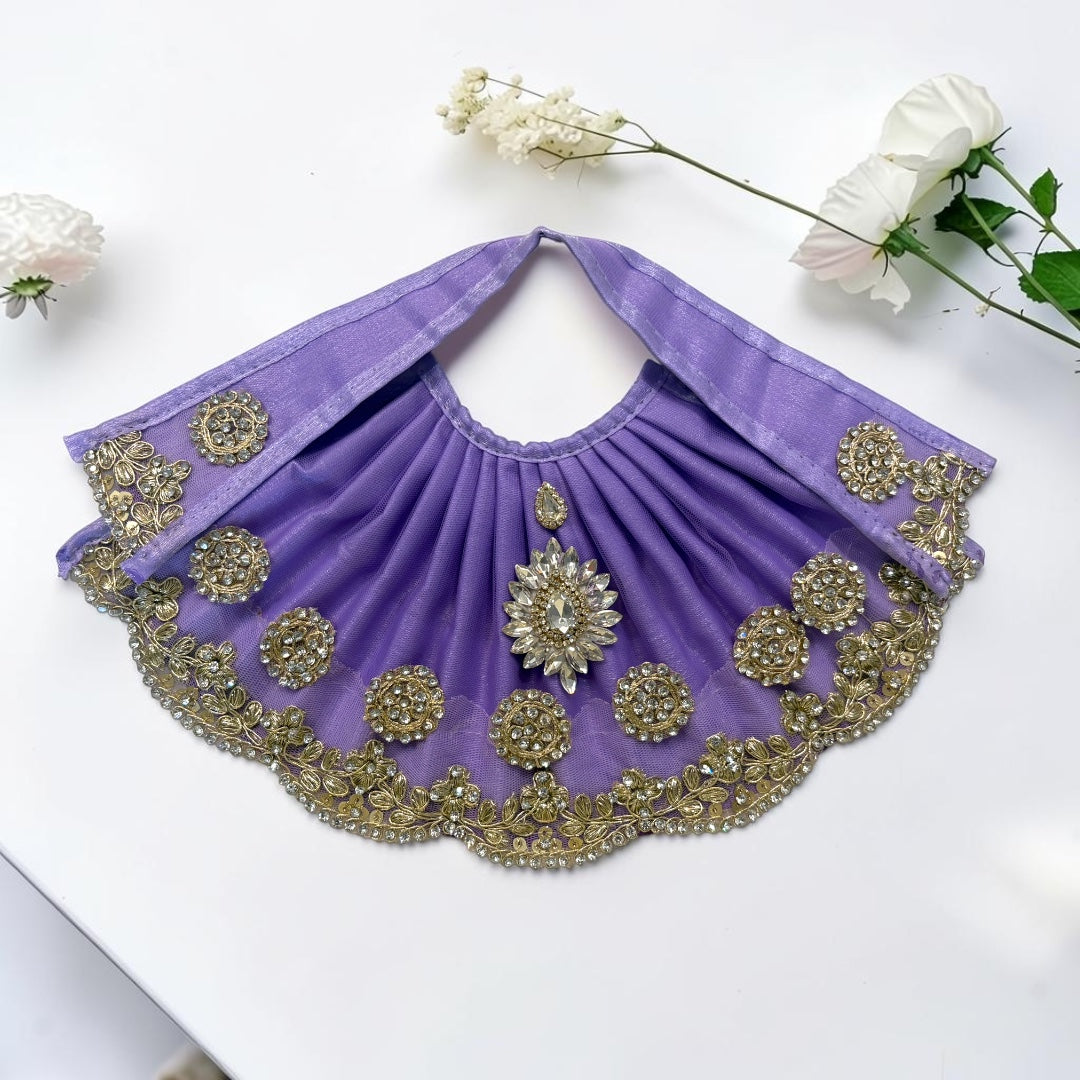 Shri Poshak Heavy Kundan & Crystal Diamond Work Lehnga Patka Dress for Mata Rani - Navratri Special (Code: SP-J18)