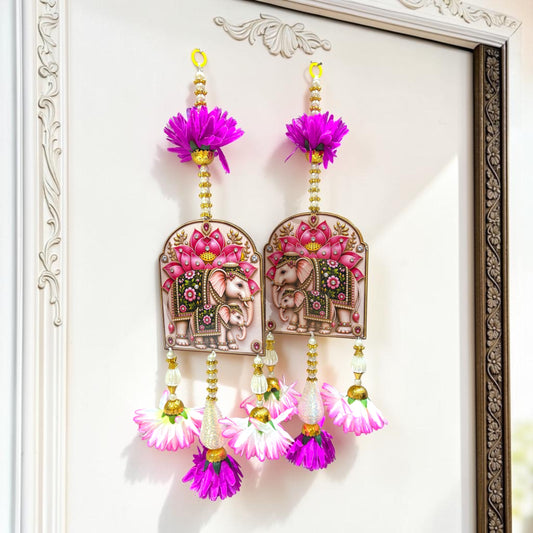 🐘 Shri Poshak Royal Royal Elephant & Lotus Floral Decorative Door Hanging Set (SP-DH32)