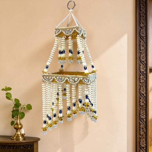 ✨ Royal Evil Eye Chandelier Hanging with Pearl & Crystal Drop (Code: SP-DH2)