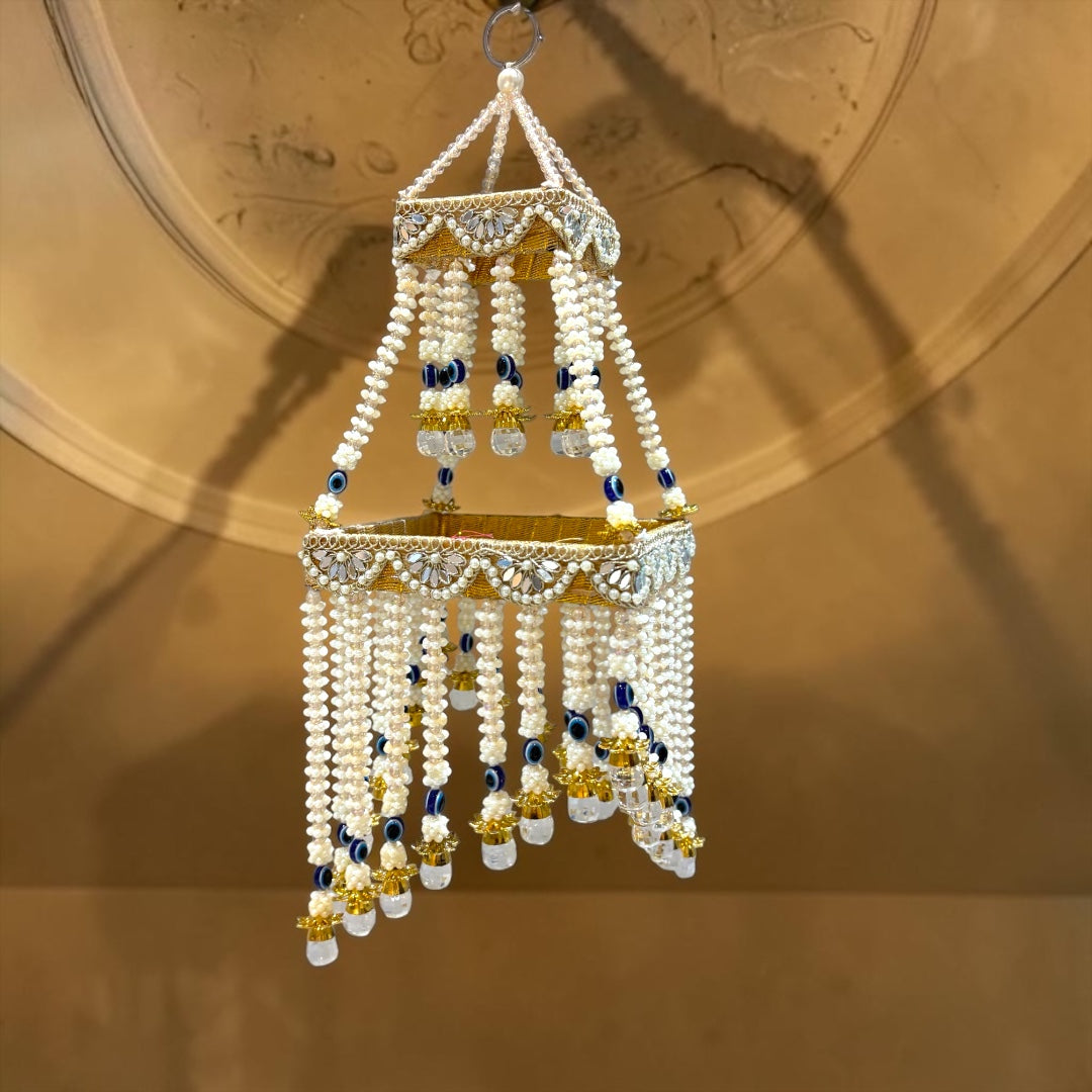 ✨ Royal Evil Eye Chandelier Hanging with Pearl & Crystal Drop (Code: SP-DH2)