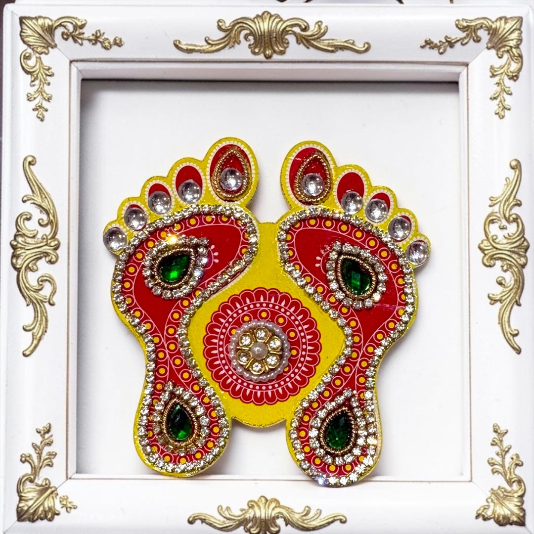 🪔 Designer Handcrafted Laxmi Charan Paduka Pair (3") - SP-DH12